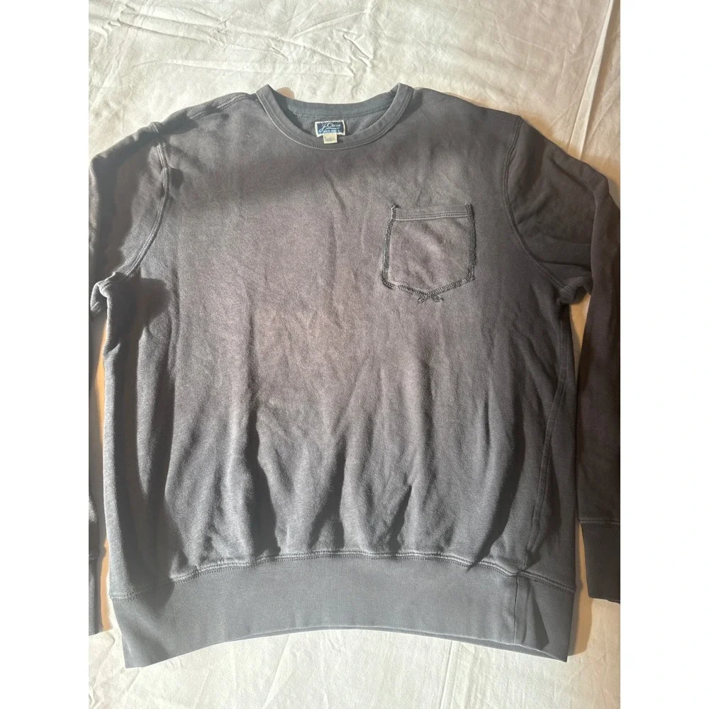 J. Crew Sweatshirt Mens Large Gray  Pocket Crewneck Pullover